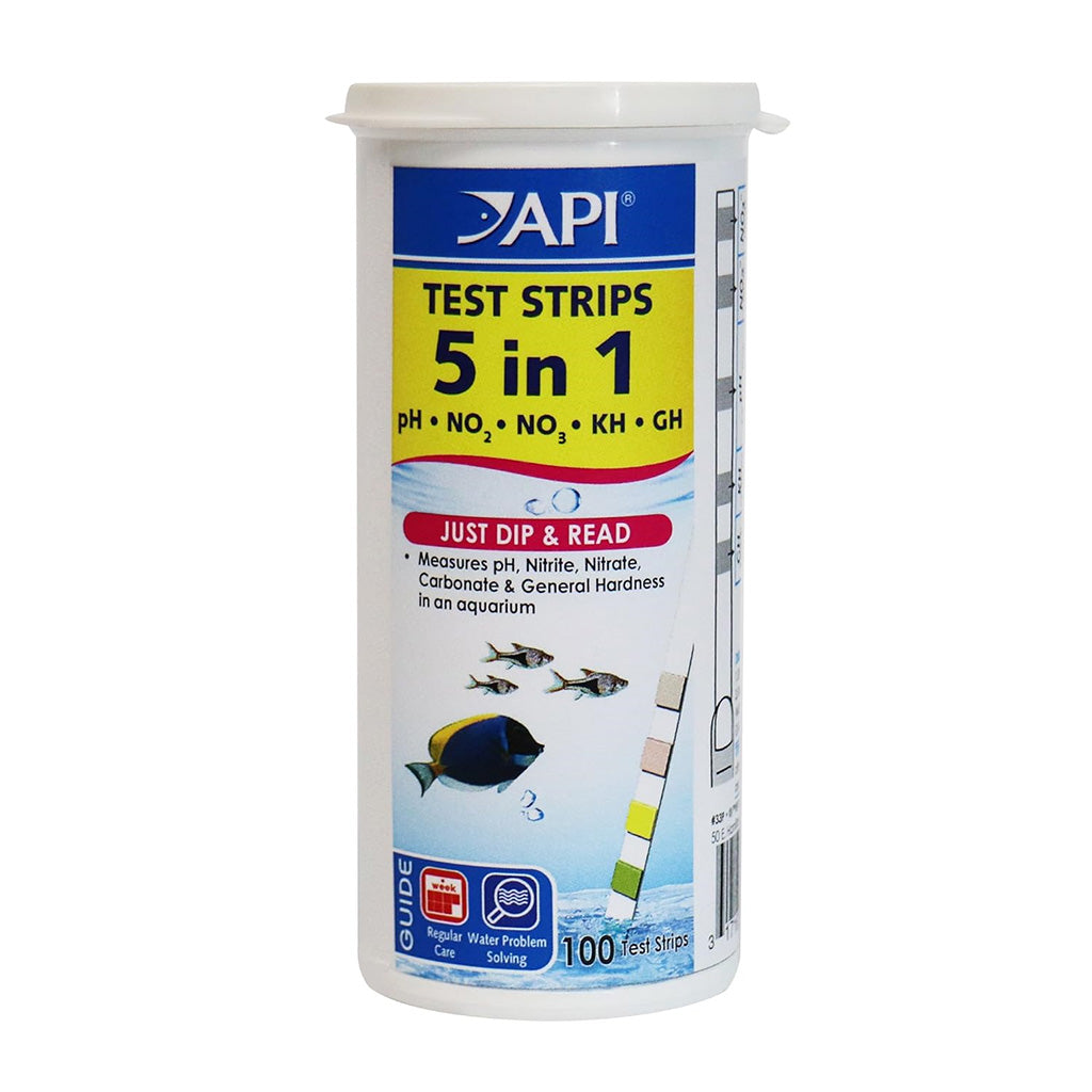 5-in-1 Aquarium Test Strips for Freshwater & Saltwater Aquariums - 100 count