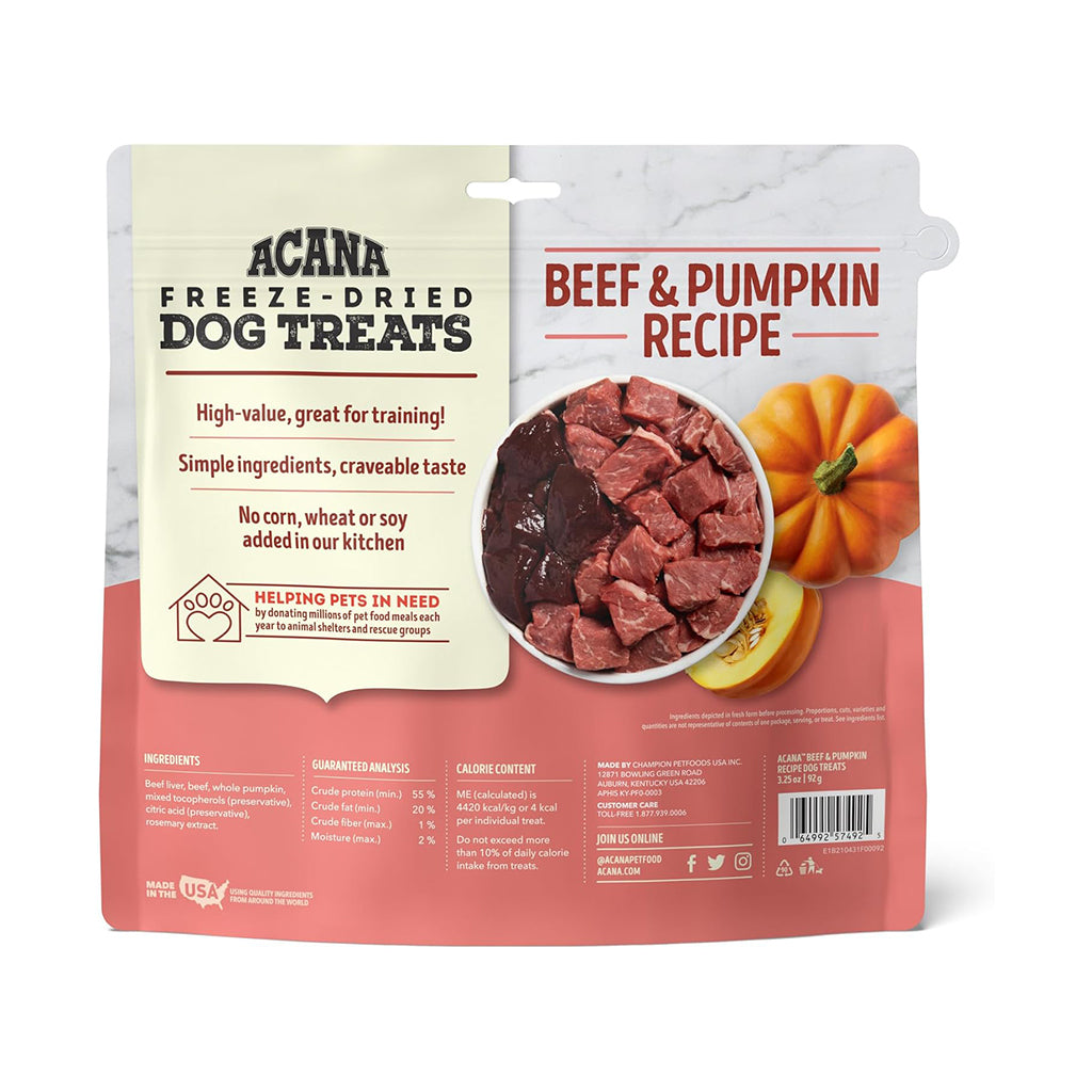 Beef & Pumpkin Freeze-dried Dog Treats 3.25oz