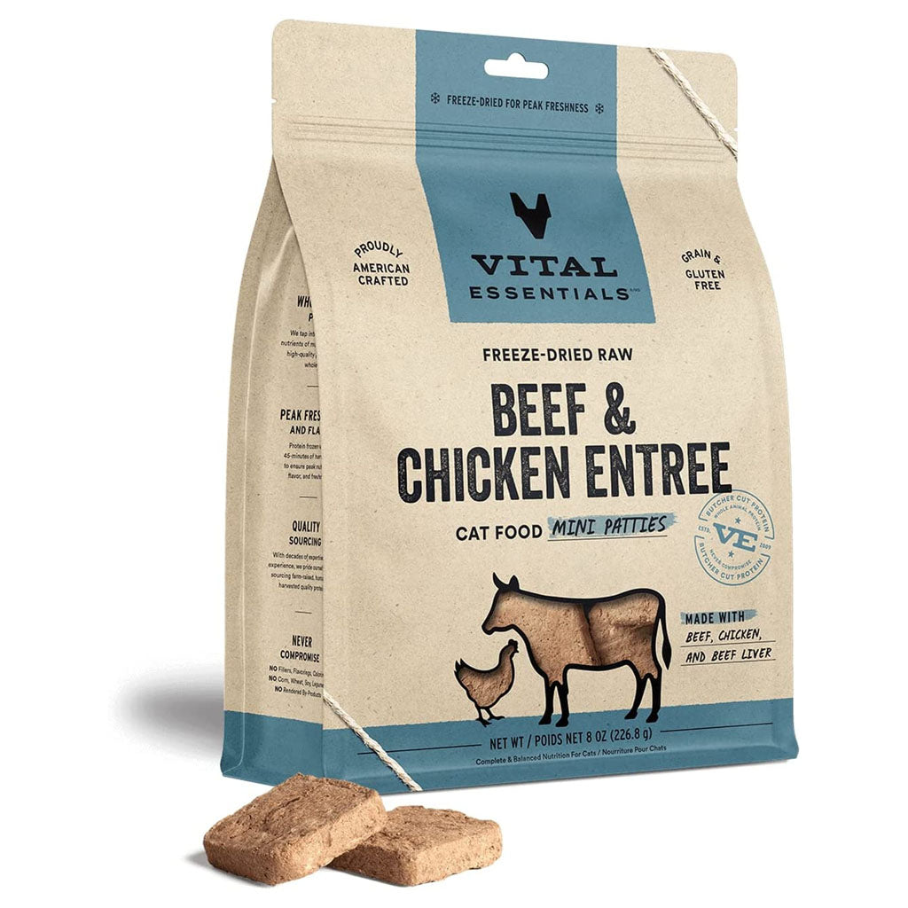 Beef & Chicken Dinner Patties Freeze-Dried for Cats 8oz