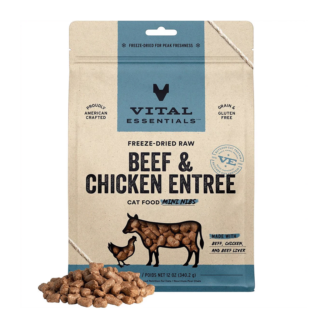 Beef & Chicken Mini Nibs Freeze-Dried for Cats 12oz