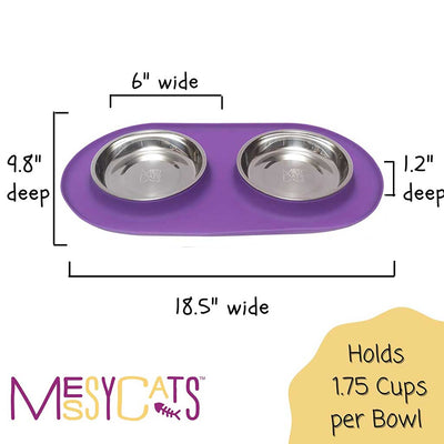 Double Silicone Feeder with Stainless Saucer Shaped Bowl