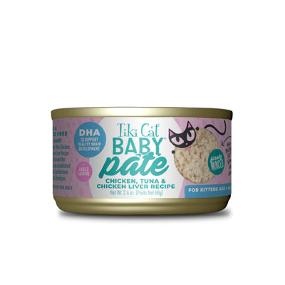 Baby Chicken, Tuna & Chicken Liver Pate Grain-Free Wet Kitten Food 2.4oz