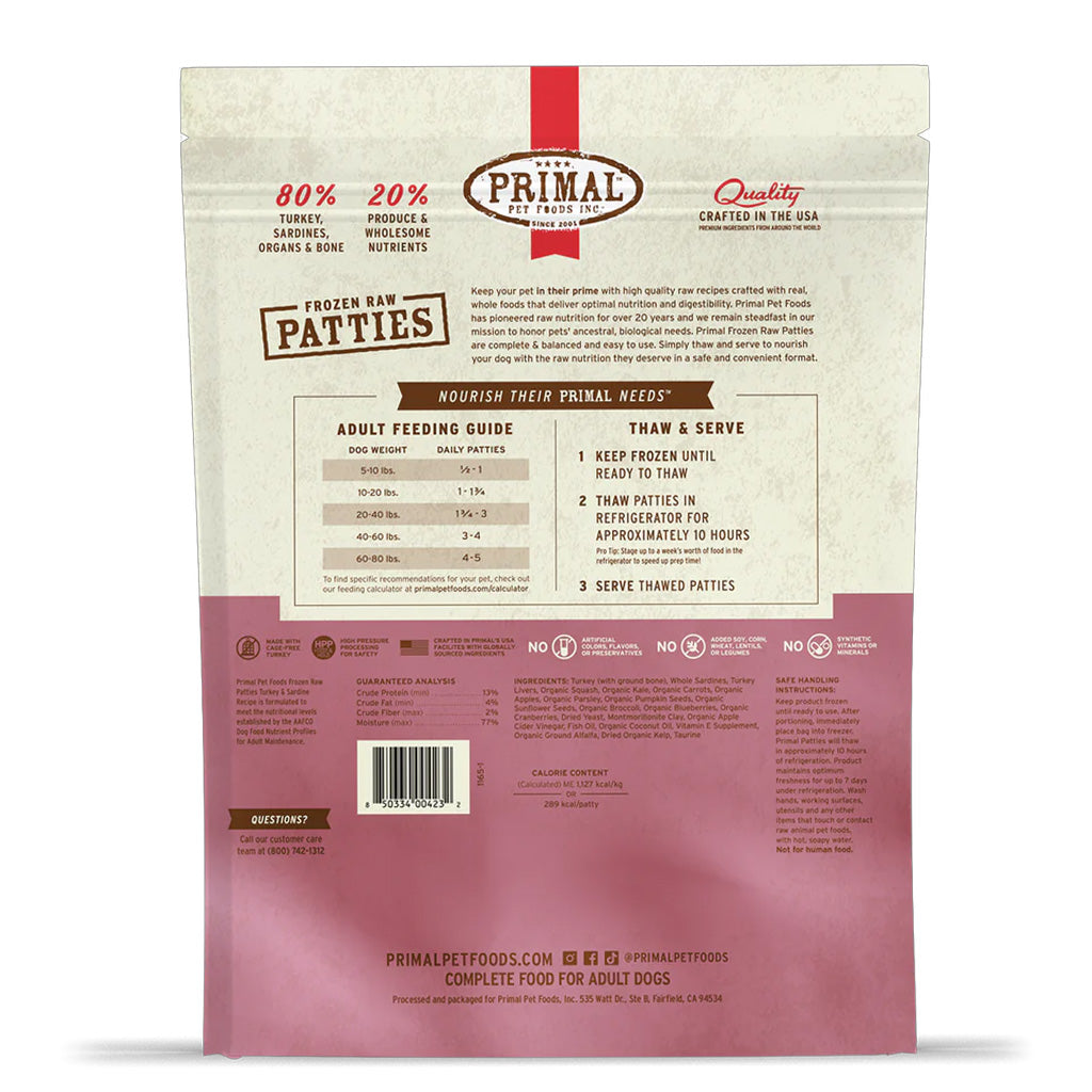 Turkey & Sardine Frozen Raw for Dogs