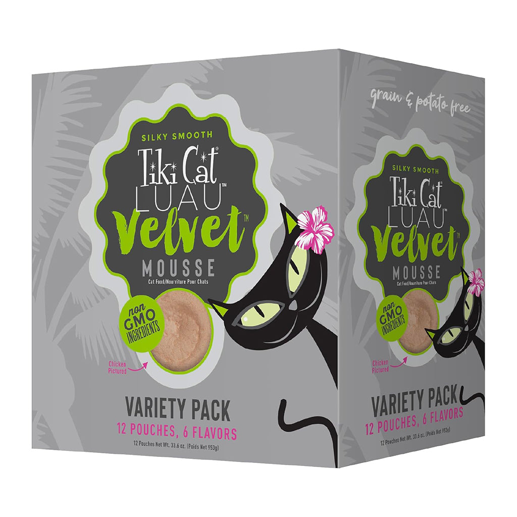 Luau Velvet Mousse Variety Pack Grain-Free Cat Food Pouch 2.82oz - 12 Pack