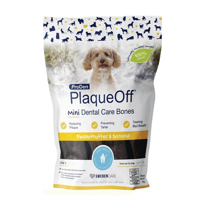 PlaqueOff Peanut Butter Banana Flavor Mini Dental Care Bones 20ct