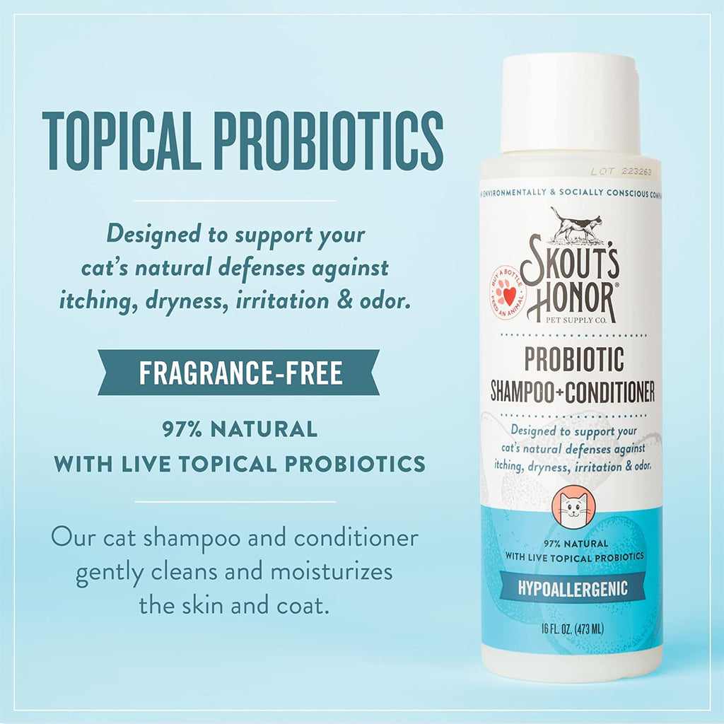 Fragrance Free Probiotic Shampoo + Conditioner for Cats 16oz