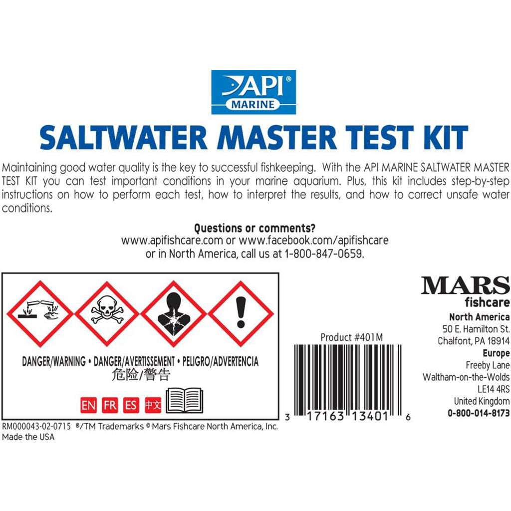 Marine Saltwater Master Test Kit (High Range pH, Ammonia, Nitrite & Nitrate) - 1 count