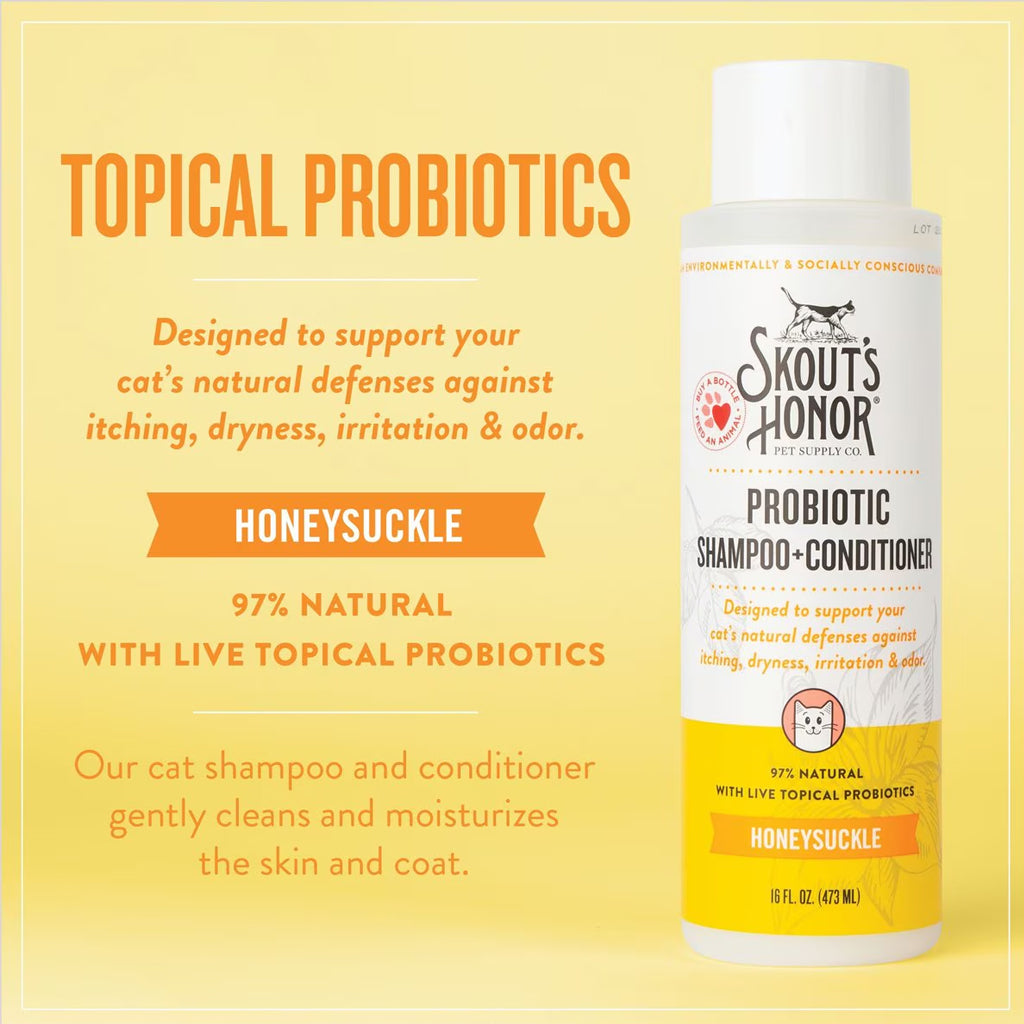 Honeysuckle Probiotic Shampoo + Conditioner for Cats 16oz