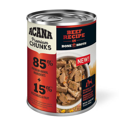 Premium Chunks Beef in Bone Broth Canned Food for Dogs 12.8oz