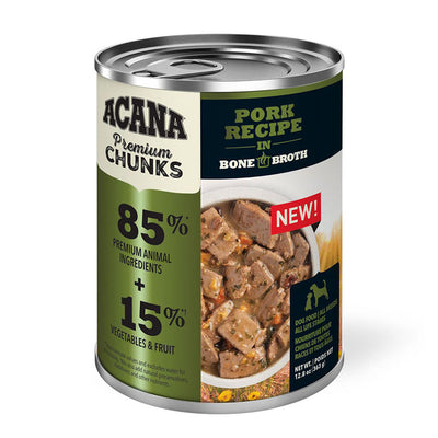 Premium Chunks Pork in Bone Broth Canned Food for Dogs 12.8oz